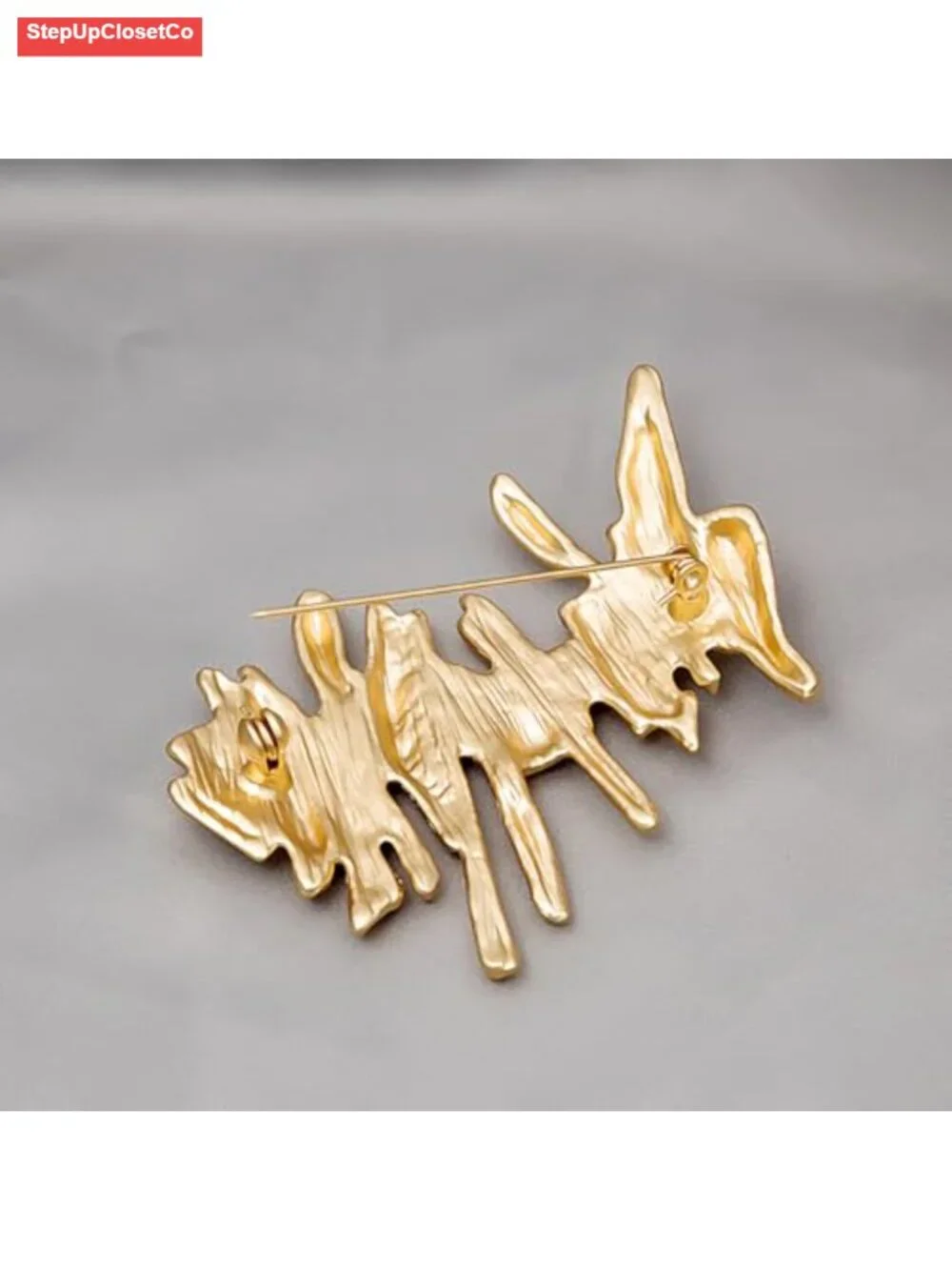 Gold Plated Irregular Geometric Brooch Lapel Pin for Sweater Dress Coat